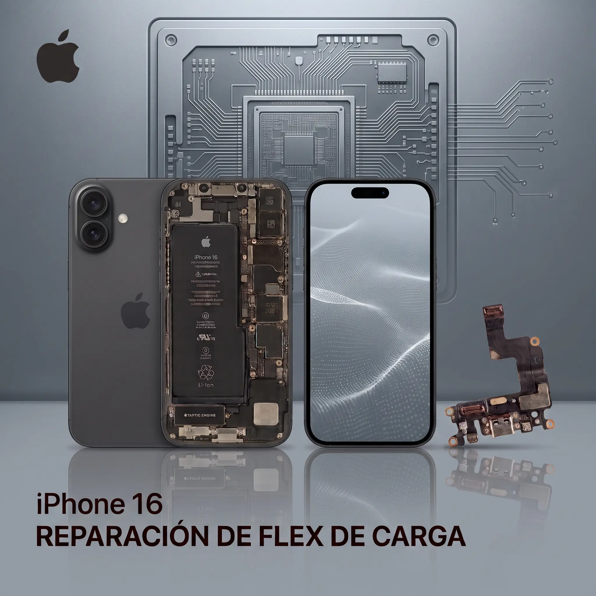 Reparación flex de carga iPhone 16